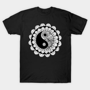 Yin Yang Mandala Black and White T-Shirt